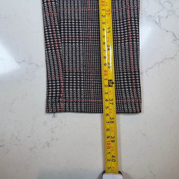 Forever 21 Glen Plaid High Waisted Pull On Pants Red Black White Large - Picture 8 of 10